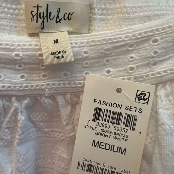 😊3/$30 NWT Style & Co. Womens Eyelet & Picot Square Neck Tank Top White Sz S - Picture 12 of 13